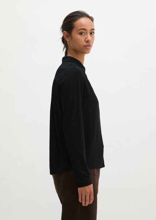Relaxed-Fit Jersey Blouse — Black