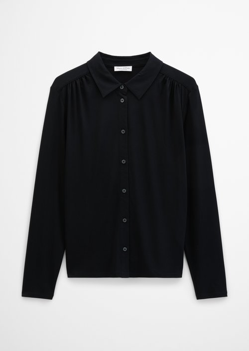 Relaxed-Fit Jersey Blouse — Black