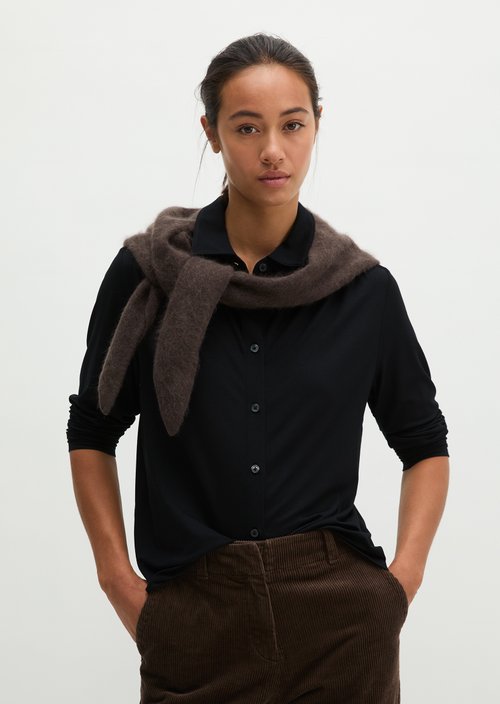 Relaxed-Fit Jersey Blouse — Black