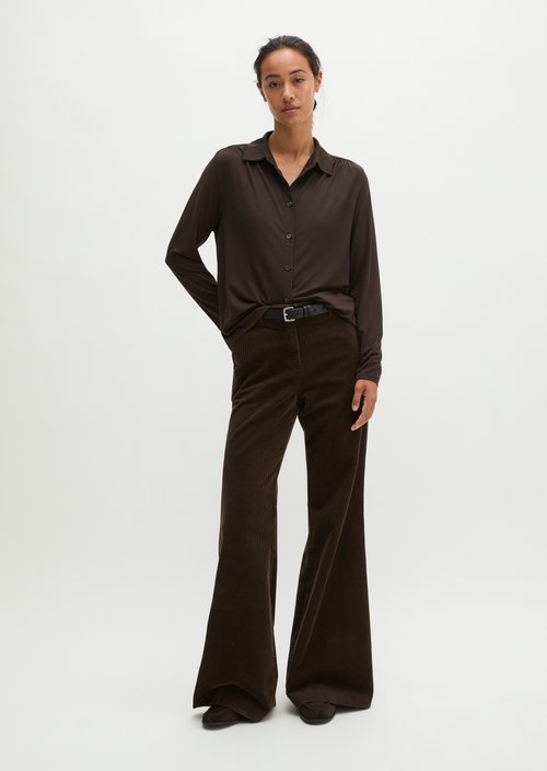 Relaxed-Fit Jersey Blouse — Burnt Coffee