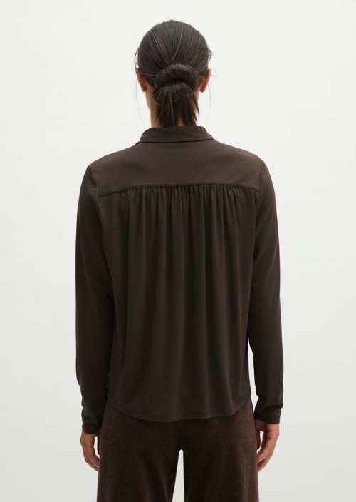Relaxed-Fit Jersey Blouse — Burnt Coffee