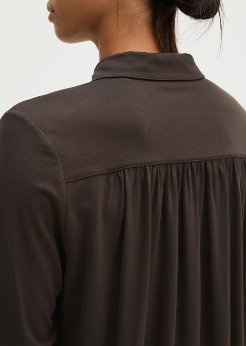 Relaxed-Fit Jersey Blouse — Burnt Coffee
