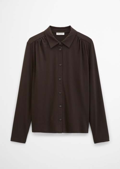 Relaxed-Fit Jersey Blouse — Burnt Coffee
