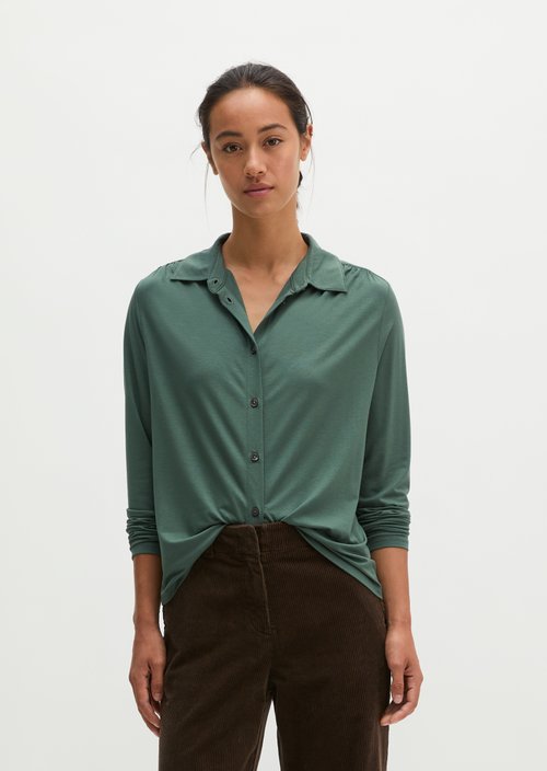 Relaxed-Fit Jersey Blouse — Quiet Pine