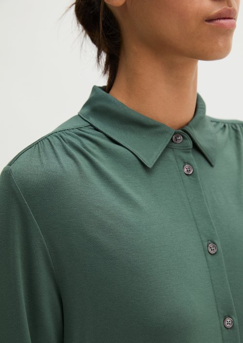 Relaxed-Fit Jersey Blouse — Quiet Pine