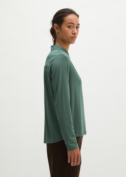 Relaxed-Fit Jersey Blouse — Quiet Pine