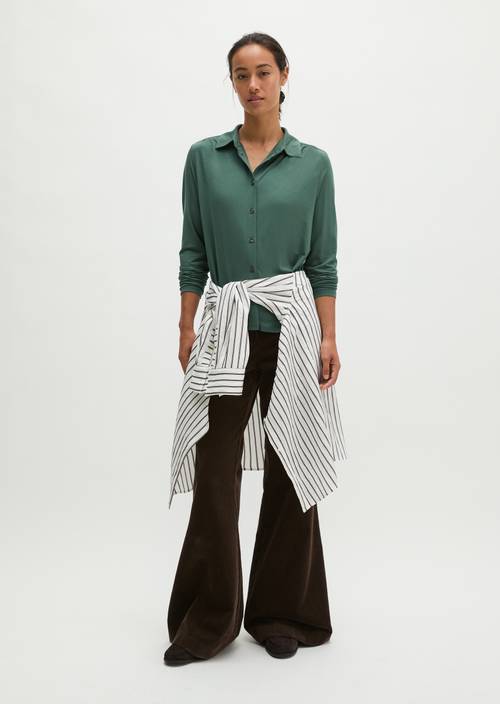 Relaxed-Fit Jersey Blouse Quiet Pine in front view