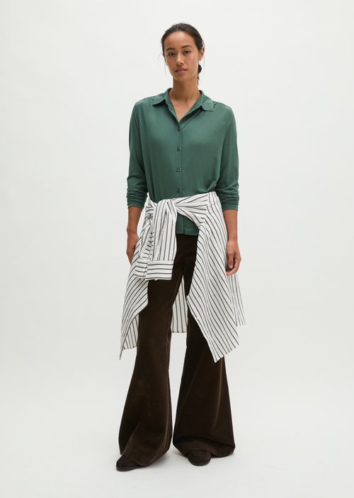 Relaxed-Fit Jersey Blouse — Quiet Pine