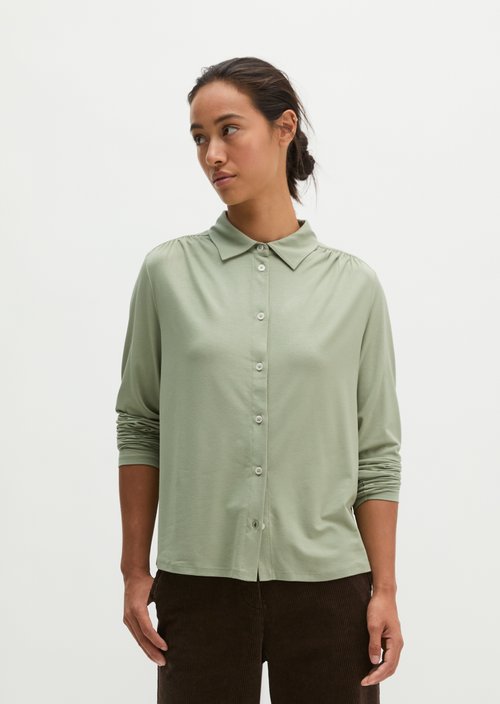 Relaxed-Fit Jersey Blouse — Smooth Sage