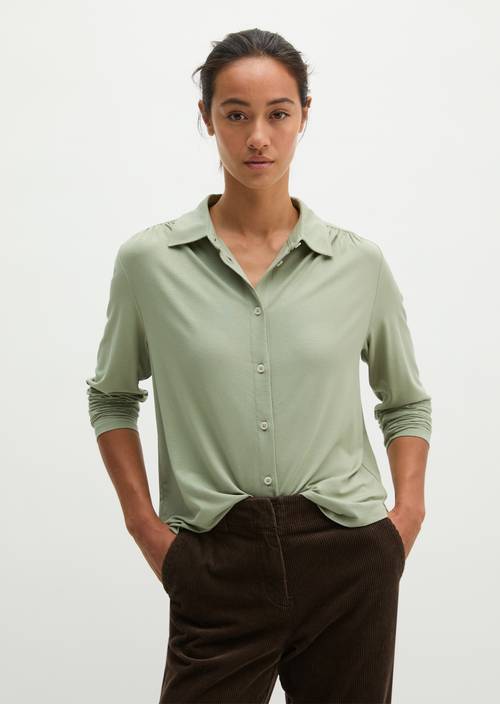 Relaxed-Fit Jersey Blouse Smooth Sage in front view