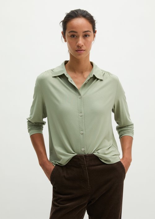 Relaxed-Fit Jersey Blouse — Smooth Sage