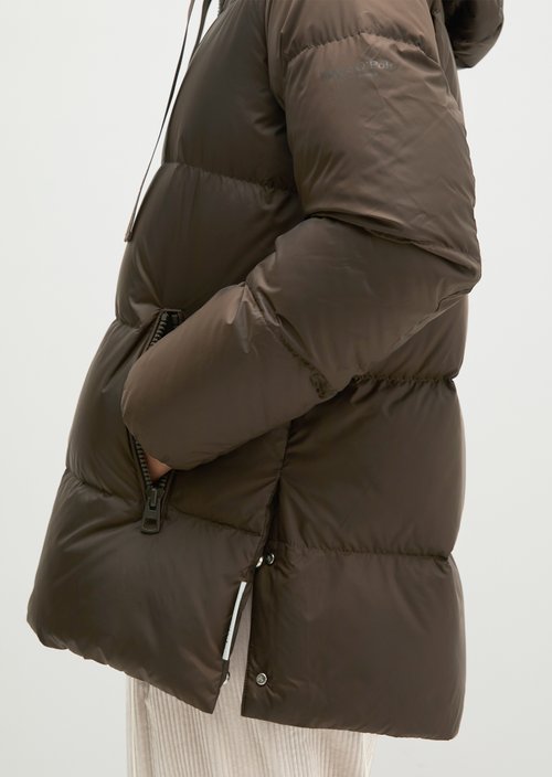 Regular-Fit Quilted Down Jacket with Hood — Burnt Coffee