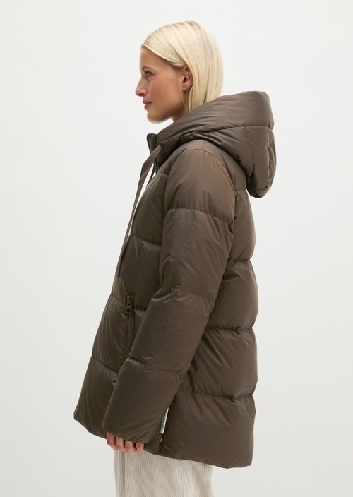 Regular-Fit Quilted Down Jacket with Hood — Burnt Coffee