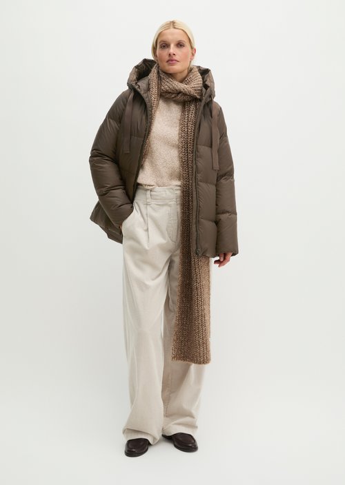 Regular-Fit Quilted Down Jacket with Hood — Burnt Coffee