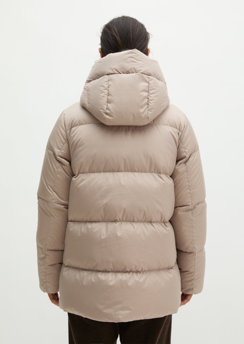 Regular-Fit Quilted Down Jacket with Hood — Earthy Taupe