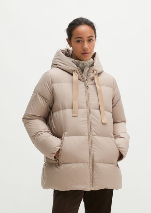Regular-Fit Quilted Down Jacket with Hood — Earthy Taupe