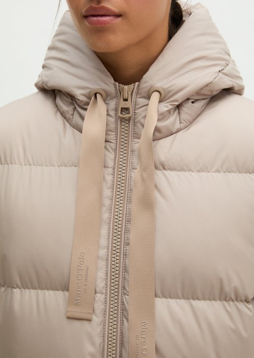 Regular-Fit Quilted Down Jacket with Hood — Earthy Taupe