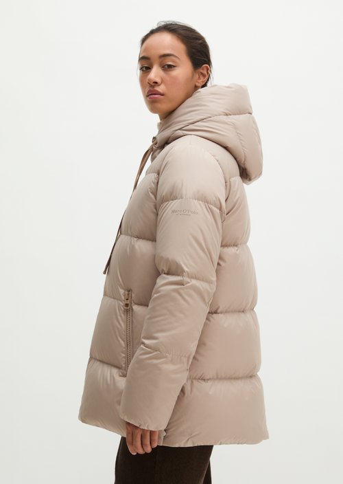 Regular-Fit Quilted Down Jacket with Hood — Earthy Taupe