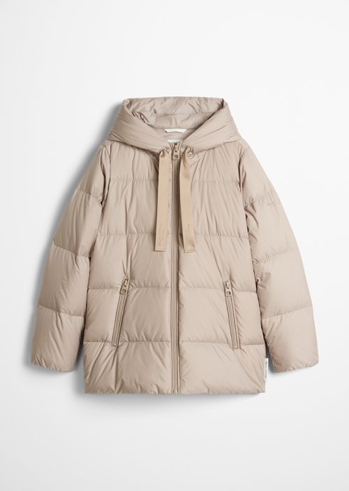 Regular-Fit Quilted Down Jacket with Hood — Earthy Taupe