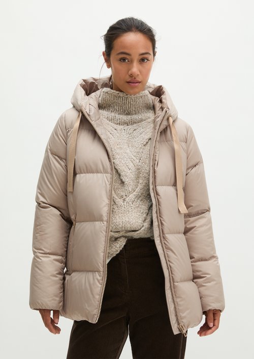 Regular-Fit Quilted Down Jacket with Hood — Earthy Taupe