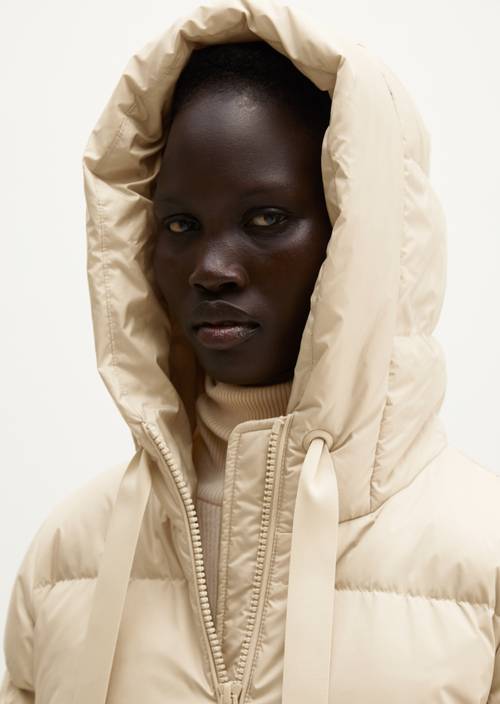 Regular-Fit Quilted Down Jacket with Hood Smokey Sands in detail view