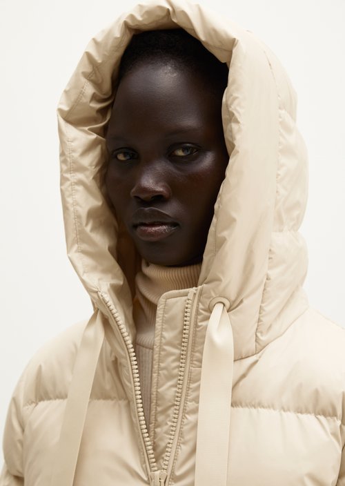 Regular-Fit Quilted Down Jacket with Hood — Smokey Sands