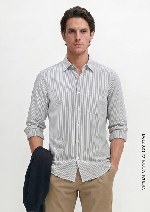 Oxford-Hemd regular Medium Blue in Frontalansicht
