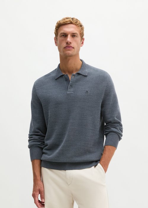 Regular-Fit Knit Polo Shirt — Dark Blue