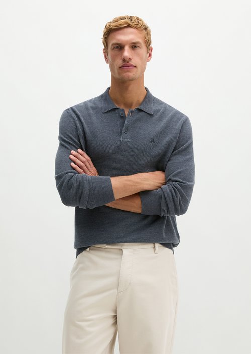 Regular-Fit Knit Polo Shirt — Dark Blue