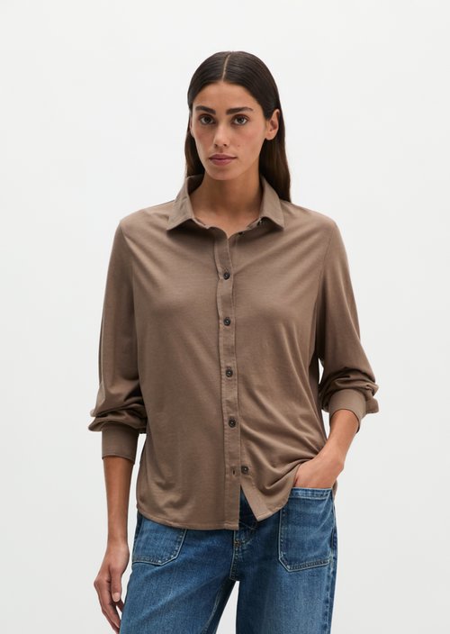 Oversize jersey blouse — Stone Taupe