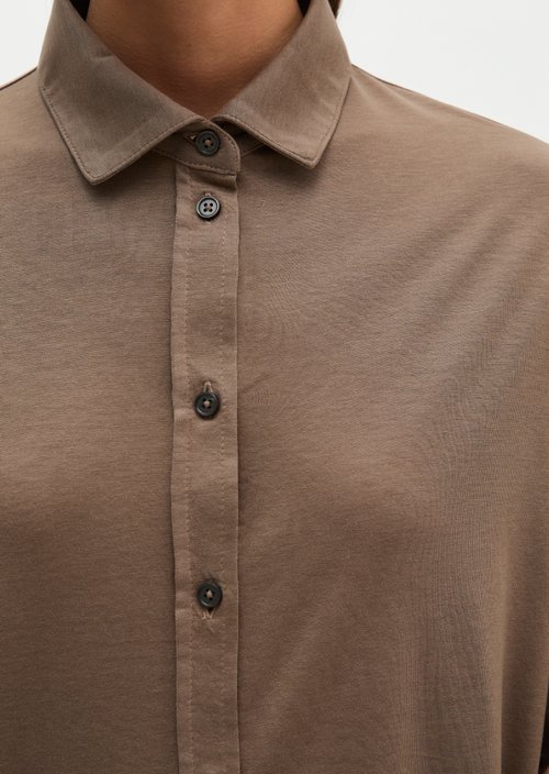 Oversize jersey blouse — Stone Taupe