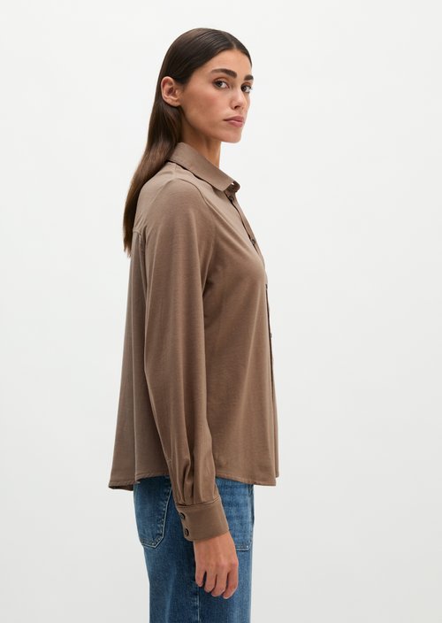 Oversize jersey blouse — Stone Taupe