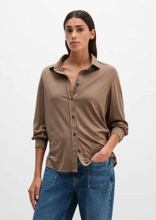 Oversize jersey blouse — Stone Taupe