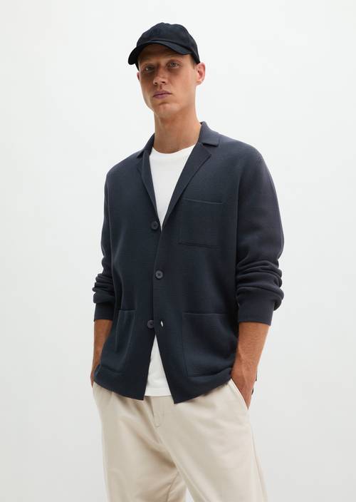 Regular-Fit Knit Blazer Peppercorn Grey in front view