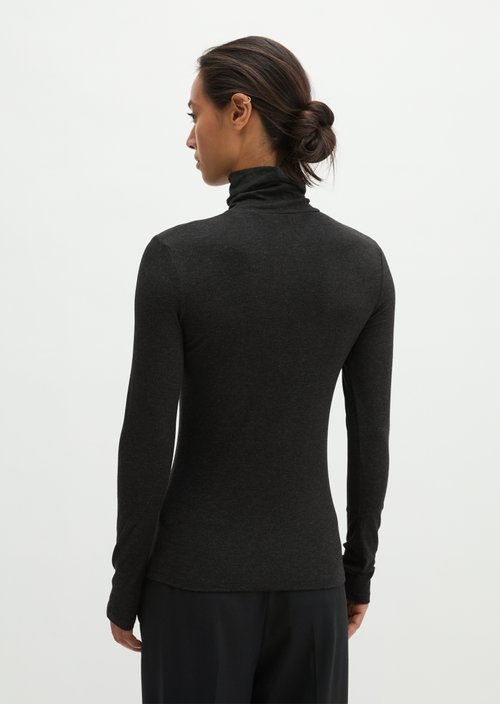 Slim-Fit Long-Sleeve Turtleneck — Coal Grey Melange