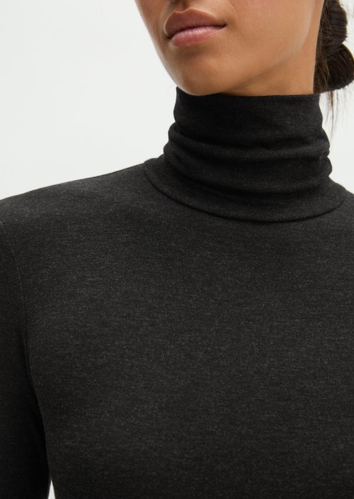 Slim-Fit Long-Sleeve Turtleneck — Coal Grey Melange