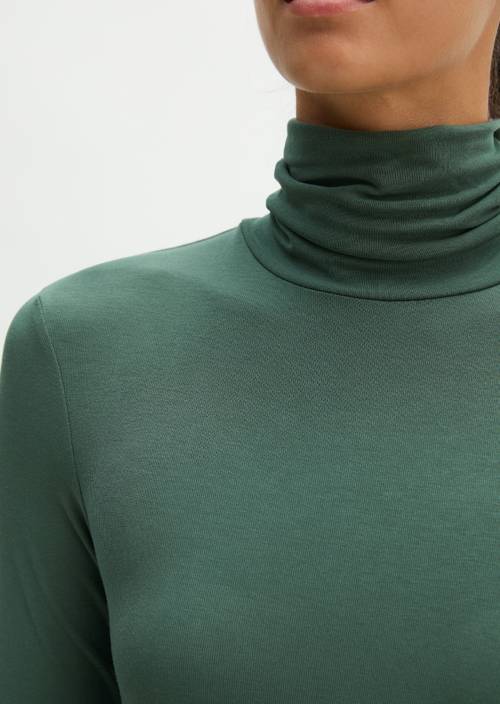 Slim-fit longsleeve met col Quiet Pine in detailaanzicht