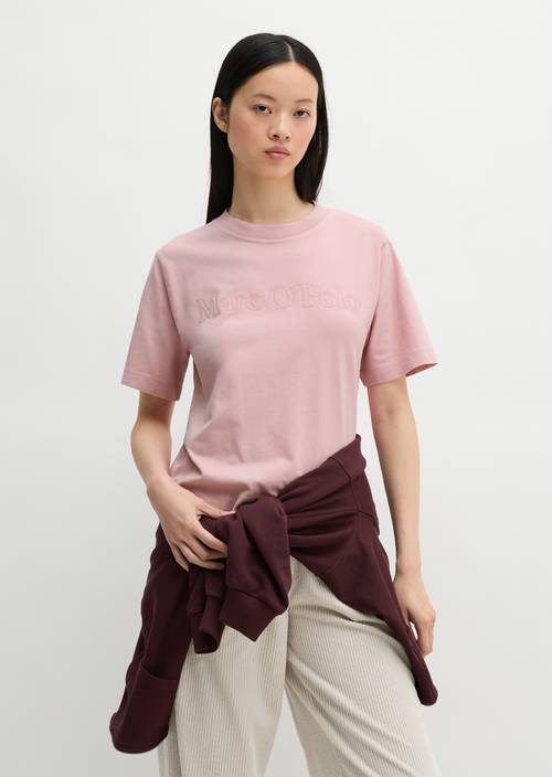 T-shirt à logo, coupe décontractée Misty Rose en vue de face