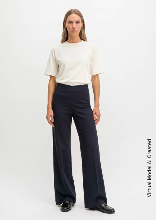 Pants model Margo wide Maritime Blue in front view