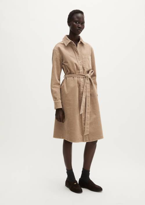 Corduroyjurk, regular Earthy Taupe in vooraanzicht