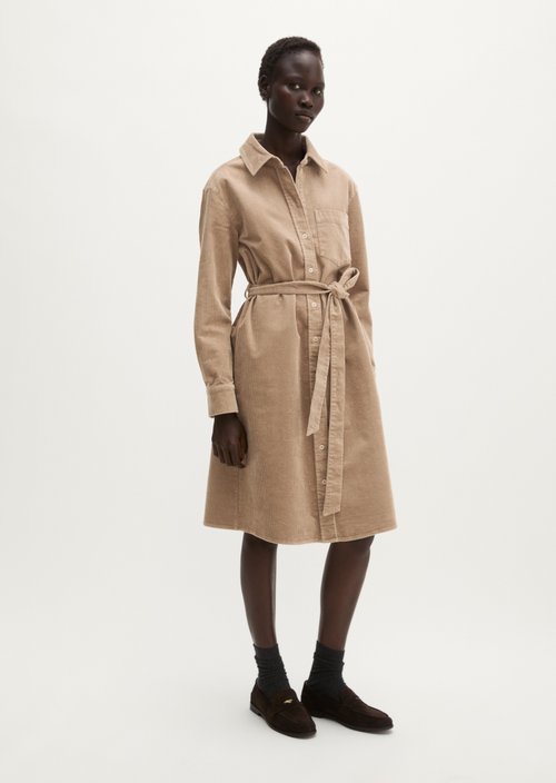 Regular-Fit Corduroy Dress — Earthy Taupe
