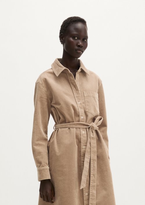 Regular-Fit Corduroy Dress — Earthy Taupe