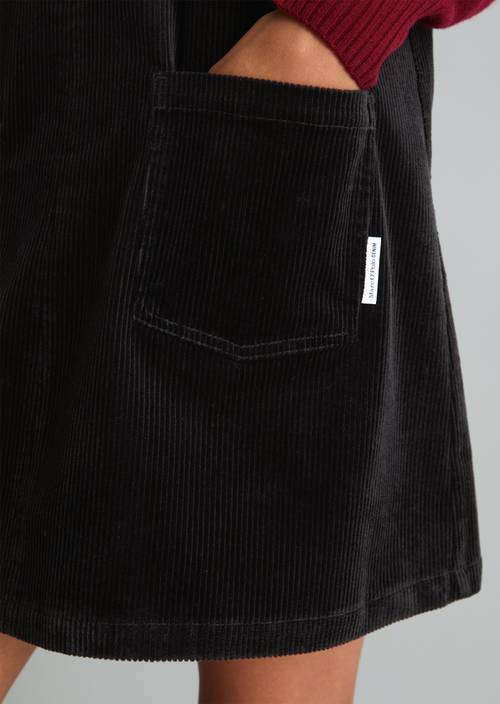 Ärmelloses Cordkleid A-Shape Black in Detailansicht