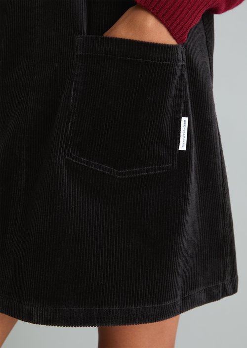Sleeveless A-Line Corduroy Dress — Black
