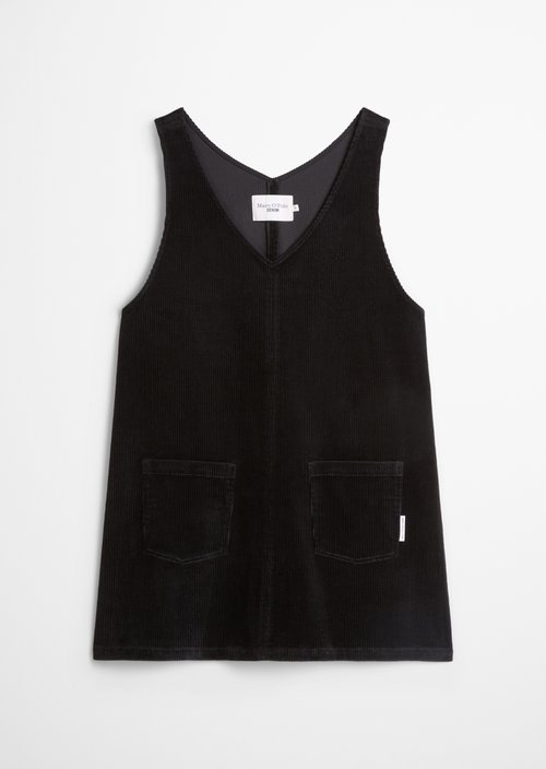 Sleeveless A-Line Corduroy Dress — Black