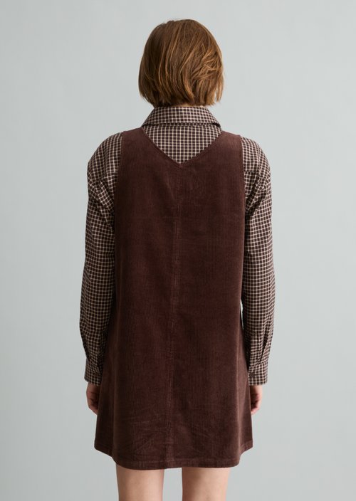 Sleeveless A-Line Corduroy Dress — Espresso Brown