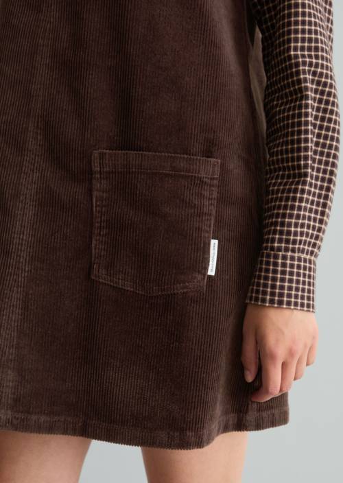 Ärmelloses Cordkleid A-Shape Espresso Brown in Detailansicht