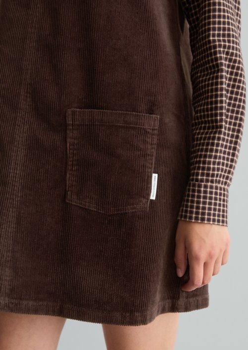 Sleeveless A-Line Corduroy Dress — Espresso Brown