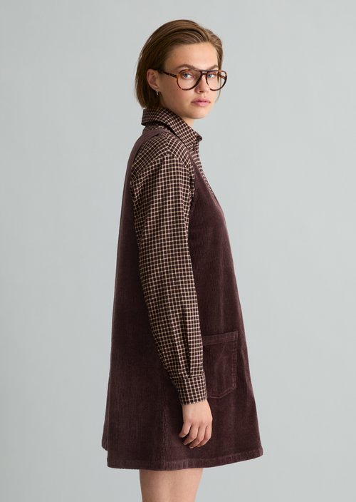 Sleeveless A-Line Corduroy Dress — Espresso Brown