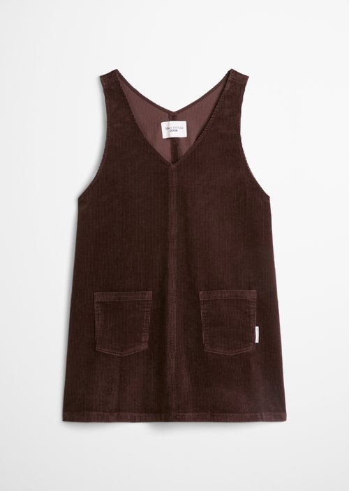 Sleeveless A-Line Corduroy Dress — Espresso Brown